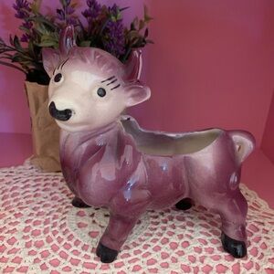 Vintage 1950’s Purple Ceramic Cow Planter
